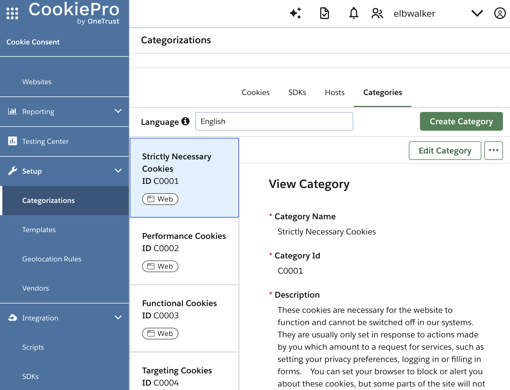 CookiePro categorizations