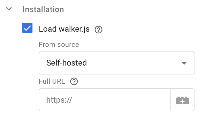 walkerOS GTM Tag Template load Self-hosted