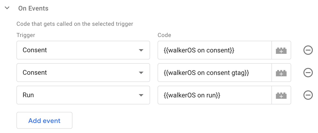 walkerOS GTM Tag Template on events