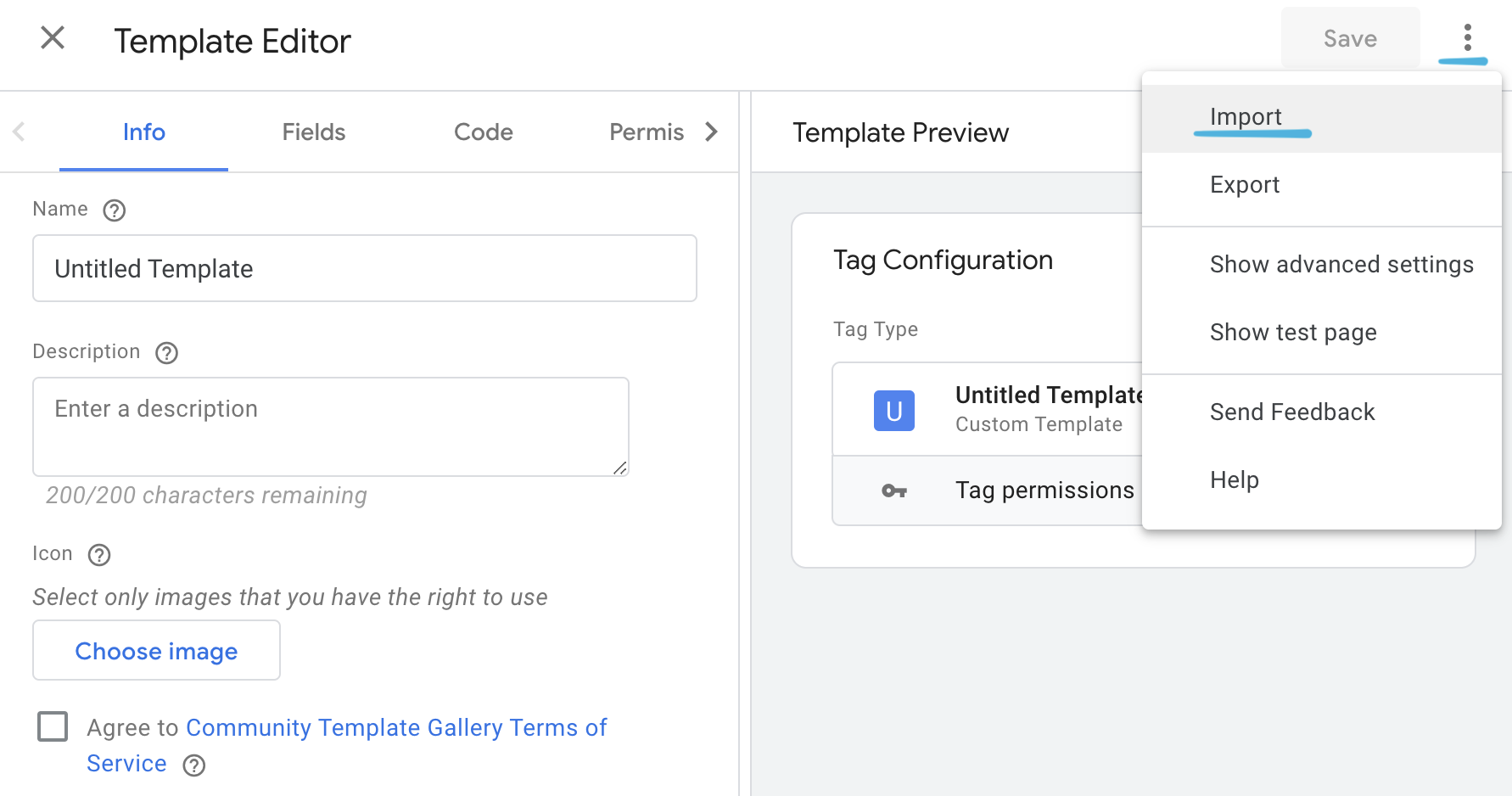 walkerOS GTM Tag Template setup step 2