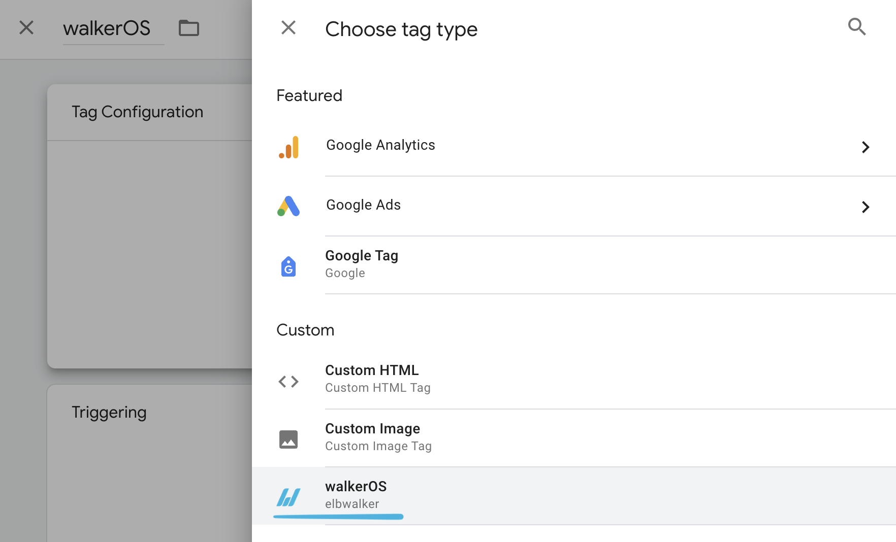 walkerOS GTM Tag Template setup step
3